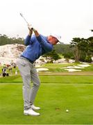 6 September 2025; Stuart Grehan of Great Britain and Ireland hits his tee shot on the third hole during the Saturday Foursomes on day one of the 50th Walker Cup at Cypress Point Club in California, USA. Photo by Brian Spurlock/Sportsfile