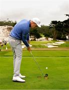 6 September 2025; Stuart Grehan of Great Britain and Ireland hits his tee shot on the third hole during the Saturday Foursomes on day one of the 50th Walker Cup at Cypress Point Club in California, USA. Photo by Brian Spurlock/Sportsfile