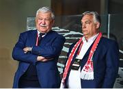 6 September 2025; Hungarian Football Association president Sándor Csányi, left, and Prime Minister of Hungary Viktor Orban before the FIFA World Cup 2026 Group F qualifying match between Republic of Ireland and Hungary at the Aviva Stadium in Dublin. Photo by Ben McShane/Sportsfile
