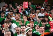 6 September 2025; Republic of Ireland supporters protest against Israel during the FIFA World Cup 2026 Group F qualifying match between Republic of Ireland and Hungary at the Aviva Stadium in Dublin. Photo by Stephen McCarthy/Sportsfile