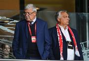 6 September 2025; Hungarian Football Association president Sándor Csányi, left, and Prime Minister of Hungary Viktor Orban before the FIFA World Cup 2026 Group F qualifying match between Republic of Ireland and Hungary at the Aviva Stadium in Dublin. Photo by David Fitzgerald/Sportsfile