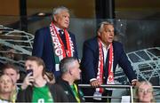 6 September 2025; Hungarian Football Association president Sándor Csányi, left, and Prime Minister of Hungary Viktor Orban before the FIFA World Cup 2026 Group F qualifying match between Republic of Ireland and Hungary at the Aviva Stadium in Dublin. Photo by David Fitzgerald/Sportsfile