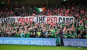 6 September 2025; Republic of Ireland supporters make their feelings know as they protest against Israel before the FIFA World Cup 2026 Group F qualifying match between Republic of Ireland and Hungary at the Aviva Stadium in Dublin. Photo by David Fitzgerald/Sportsfile