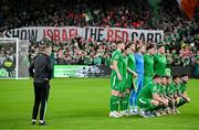 6 September 2025; Republic of Ireland players pose for the team photograph before the FIFA World Cup 2026 Group F qualifying match between Republic of Ireland and Hungary at the Aviva Stadium in Dublin. Photo by Seb Daly/Sportsfile