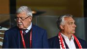 6 September 2025; Hungarian Football Association president Sándor Csányi, left and Prime Minister of Hungary Viktor Orban before the FIFA World Cup 2026 Group F qualifying match between Republic of Ireland and Hungary at the Aviva Stadium in Dublin. Photo by David Fitzgerald/Sportsfile