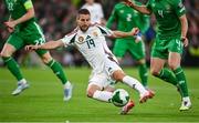 6 September 2025; Barnabás Varga of Hungary, 19, scores his side's first goal during the FIFA World Cup 2026 Group F qualifying match between Republic of Ireland and Hungary at the Aviva Stadium in Dublin. Photo by David Fitzgerald/Sportsfile