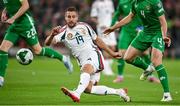 6 September 2025; Barnabás Varga of Hungary, 19, scores his side's first goal during the FIFA World Cup 2026 Group F qualifying match between Republic of Ireland and Hungary at the Aviva Stadium in Dublin. Photo by David Fitzgerald/Sportsfile