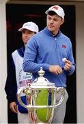 6 September 2025; Stuart Grehan of Great Britain and Ireland on the first tee ahead of the Saturday Foursomes on day one of the 50th Walker Cup at Cypress Point Club in California, USA. Photo by Brian Spurlock/Sportsfile