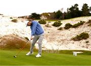 6 September 2025; Eliot Baker of Great Britain and Ireland plays his tee shot on the fourth hole during the Saturday Foursomes on day one of the 50th Walker Cup at Cypress Point Club in California, USA. Photo by Brian Spurlock/Sportsfile