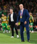 6 September 2025; Republic of Ireland head coach Heimir Hallgrimsson reacts during the FIFA World Cup 2026 Group F qualifying match between Republic of Ireland and Hungary at the Aviva Stadium in Dublin. Photo by Stephen McCarthy/Sportsfile