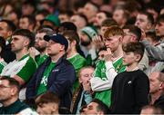6 September 2025; Republic of Ireland supporters during the FIFA World Cup 2026 Group F qualifying match between Republic of Ireland and Hungary at the Aviva Stadium in Dublin. Photo by Ben McShane/Sportsfile