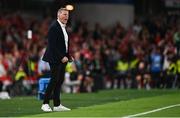 6 September 2025; Republic of Ireland head coach Heimir Hallgrimsson reacts during the FIFA World Cup 2026 Group F qualifying match between Republic of Ireland and Hungary at the Aviva Stadium in Dublin. Photo by Ben McShane/Sportsfile