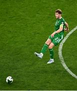 6 September 2025; Nathan Collins of Republic of Ireland during the FIFA World Cup 2026 Group F qualifying match between Republic of Ireland and Hungary at the Aviva Stadium in Dublin. Photo by Piaras Ó Mídheach/Sportsfile