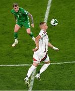 6 September 2025; Attila Szalai of Hungary during the FIFA World Cup 2026 Group F qualifying match between Republic of Ireland and Hungary at the Aviva Stadium in Dublin. Photo by Piaras Ó Mídheach/Sportsfile