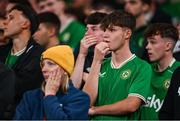 6 September 2025; Republic of Ireland supporters react during the FIFA World Cup 2026 Group F qualifying match between Republic of Ireland and Hungary at the Aviva Stadium in Dublin. Photo by Ben McShane/Sportsfile