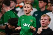 6 September 2025; Republic of Ireland supporters react during the FIFA World Cup 2026 Group F qualifying match between Republic of Ireland and Hungary at the Aviva Stadium in Dublin. Photo by Ben McShane/Sportsfile