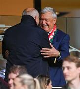 6 September 2025; Former FAI president Gerry McAnaney, left, and Hungarian Football Association president Sándor Csányi before the FIFA World Cup 2026 Group F qualifying match between Republic of Ireland and Hungary at the Aviva Stadium in Dublin. Photo by David Fitzgerald/Sportsfile