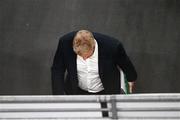 6 September 2025; Republic of Ireland head coach Heimir Hallgrimsson leaves the pitch at half-time during the FIFA World Cup 2026 Group F qualifying match between Republic of Ireland and Hungary at the Aviva Stadium in Dublin. Photo by Piaras Ó Mídheach/Sportsfile