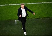 6 September 2025; Republic of Ireland head coach Heimir Hallgrimsson leaves the pitch at half-time during the FIFA World Cup 2026 Group F qualifying match between Republic of Ireland and Hungary at the Aviva Stadium in Dublin. Photo by Piaras Ó Mídheach/Sportsfile