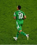 6 September 2025; Adam Idah of Republic of Ireland celebrates after scoring his side's second goal during the FIFA World Cup 2026 Group F qualifying match between Republic of Ireland and Hungary at the Aviva Stadium in Dublin. Photo by Piaras Ó Mídheach/Sportsfile