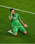 6 September 2025; Adam Idah of Republic of Ireland celebrates after scoring his side's second goal during the FIFA World Cup 2026 Group F qualifying match between Republic of Ireland and Hungary at the Aviva Stadium in Dublin. Photo by Piaras Ó Mídheach/Sportsfile