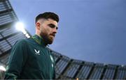 6 September 2025; Ryan Manning of Republic of Ireland before the FIFA World Cup 2026 Group F qualifying match between Republic of Ireland and Hungary at the Aviva Stadium in Dublin. Photo by Stephen McCarthy/Sportsfile