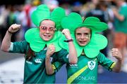 7 September 2025; Ireland supporters Caoimhe and Naoise Kinnerk O'Leary, from Cork, before the Women's Rugby World Cup 2025 Pool C match between New Zealand and Ireland at Brighton and Hove Community Stadium in Falmer, England. Photo by Harry Murphy/Sportsfile