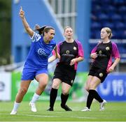 7 September 2025; Nicole Barrett of Waterford celebrates after scoring her side's first goal during the FAI Women’s Angela Hearst Inter-League Cup final match between Waterford Women's & Schoolgirls League and Wexford District Women’s & Schoolgirls League at the Regional Sports Centre in Waterford. Photo by Shauna Clinton/Sportsfile