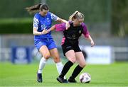 7 September 2025; Emma Clarke of Wexford in action against Shauna Wall of Waterford during the FAI Women’s Angela Hearst Inter-League Cup final match between Waterford Women's & Schoolgirls League and Wexford District Women’s & Schoolgirls League at the Regional Sports Centre in Waterford. Photo by Shauna Clinton/Sportsfile