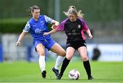 7 September 2025; Emma Clarke of Wexford in action against Shauna Wall of Waterford during the FAI Women’s Angela Hearst Inter-League Cup final match between Waterford Women's & Schoolgirls League and Wexford District Women’s & Schoolgirls League at the Regional Sports Centre in Waterford. Photo by Shauna Clinton/Sportsfile