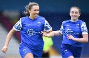 7 September 2025; Nicole Barrett of Waterford, left, celebrates with team-mate Kerry Ann Hamilton after scoring her side's first goal during the FAI Women’s Angela Hearst Inter-League Cup final match between Waterford Women's & Schoolgirls League and Wexford District Women’s & Schoolgirls League at the Regional Sports Centre in Waterford. Photo by Shauna Clinton/Sportsfile