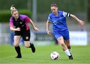 7 September 2025; Lisa Power of Waterford in action against Mary Dwyer of Wexford during the FAI Women’s Angela Hearst Inter-League Cup final match between Waterford Women's & Schoolgirls League and Wexford District Women’s & Schoolgirls League at the Regional Sports Centre in Waterford. Photo by Shauna Clinton/Sportsfile