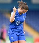 7 September 2025; Nicole Barrett of Waterford celebrates after scoring her side's second goal during the FAI Women’s Angela Hearst Inter-League Cup final match between Waterford Women's & Schoolgirls League and Wexford District Women’s & Schoolgirls League at the Regional Sports Centre in Waterford. Photo by Shauna Clinton/Sportsfile