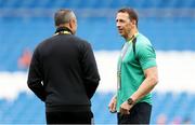 7 September 2025; Ireland head coach Scott Bemand, right, and New Zealand head coach Allan Bunting before the Women's Rugby World Cup 2025 Pool C match between New Zealand and Ireland at Brighton and Hove Community Stadium in Falmer, England. Photo by Harry Murphy/Sportsfile