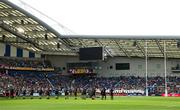 7 September 2025; The Ireland team look on as the New Zealand team perform the Haka before the Women's Rugby World Cup 2025 Pool C match between New Zealand and Ireland at Brighton and Hove Community Stadium in Falmer, England. Photo by Harry Murphy/Sportsfile