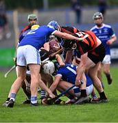 7 September 2025; Players battle for possession during the Waterford County Senior Club Hurling Championship final match between Ballygunner and Mount Sion at Walsh Park in Waterford. Photo by Piaras Ó Mídheach/Sportsfile