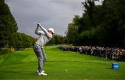 7 September 2025; Rory McIlroy of Northern Ireland tees off at the 13th tee box during the final round of the Amgen Irish Open Golf Championship 2025 at The K Club in Straffan, Kildare. Photo by Ramsey Cardy/Sportsfile