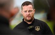 7 September 2025; Galway United assistant manager Jon Daly is interviewed for LOITV before the SSE Airtricity Men's Premier Division match between Shelbourne and Galway United at Tolka Park in Dublin. Photo by Seb Daly/Sportsfile