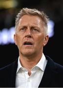 6 September 2025; Republic of Ireland head coach Heimir Hallgrimsson stands for the playing of the National Anthem before the FIFA World Cup 2026 Group F qualifying match between Republic of Ireland and Hungary at the Aviva Stadium in Dublin. Photo by Stephen McCarthy/Sportsfile