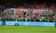 6 September 2025; Republic of Ireland supporters hold up a banner before the FIFA World Cup 2026 Group F qualifying match between Republic of Ireland and Hungary at the Aviva Stadium in Dublin. Photo by Stephen McCarthy/Sportsfile