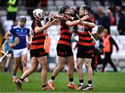 7 September 2025; Ballygunner players, from left, Dessie Hutchinson, Eoin Cuddihy and Eoin O'Brien celebrate after their side's victory in the Waterford County Senior Club Hurling Championship final match between Ballygunner and Mount Sion at Walsh Park in Waterford. Photo by Piaras Ó Mídheach/Sportsfile