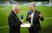 6 September 2025; Former Republic of Ireland international Ronnie Whelan speaks to RTÉ's Tony O'Donoghue before the FIFA World Cup 2026 Group F qualifying match between Republic of Ireland and Hungary at the Aviva Stadium in Dublin. Photo by Stephen McCarthy/Sportsfile