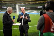 6 September 2025; Former Republic of Ireland international Ronnie Whelan speaks to RTÉ's Tony O'Donoghue before the FIFA World Cup 2026 Group F qualifying match between Republic of Ireland and Hungary at the Aviva Stadium in Dublin. Photo by Stephen McCarthy/Sportsfile