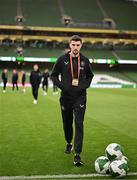 6 September 2025; Finn Azaz of Republic of Ireland before the FIFA World Cup 2026 Group F qualifying match between Republic of Ireland and Hungary at the Aviva Stadium in Dublin. Photo by Stephen McCarthy/Sportsfile