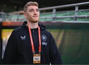 6 September 2025; Republic of Ireland goalkeeper Mark Travers before the FIFA World Cup 2026 Group F qualifying match between Republic of Ireland and Hungary at the Aviva Stadium in Dublin. Photo by Stephen McCarthy/Sportsfile