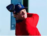 7 September 2025; Mason Howell of USA  plays his tee shot on the 2nd hole during day two of the 50th Walker Cup at Cypress Point Club in California, USA. Photo by Brian Spurlock/Sportsfile