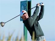 7 September 2025; Stuart Grehan of Great Britain and Ireland plays his tee shot on the 2nd hole during day two of the 50th Walker Cup at Cypress Point Club in California, USA. Photo by Brian Spurlock/Sportsfile