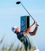 7 September 2025; Eliot Baker of Great Britain and Ireland plays his tee shot on the 2nd hole during day two of the 50th Walker Cup at Cypress Point Club in California, USA. Photo by Brian Spurlock/Sportsfile