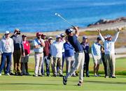 7 September 2025; Mason Howell of USA plays his second shot on the 2nd hole during day two of the 50th Walker Cup at Cypress Point Club in California, USA. Photo by Brian Spurlock/Sportsfile