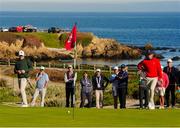 7 September 2025; Stuart Grehan of Great Britain and Ireland putts on the first hole during day two of the 50th Walker Cup at Cypress Point Club in California, USA. Photo by Brian Spurlock/Sportsfile